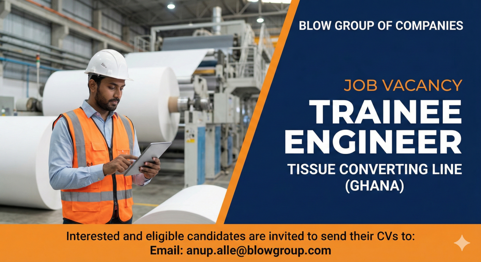 Trainee Engineers ā Tissue Converting Line 181 Trainee Engineer